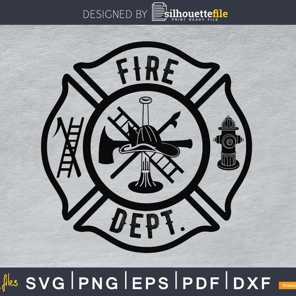 Fire Dept Firefighter SVG Download Silhouette Cut File