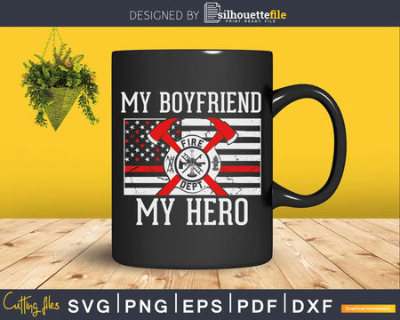 Firefighter Girlfriend Thin Red Line Flag cricut svg