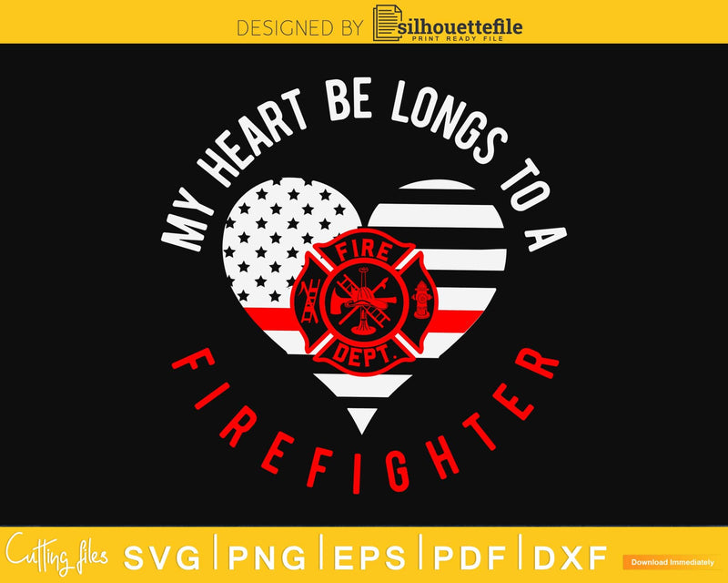 Firefighter Wife Girlfriend Thin Red Line Heart Flag craft