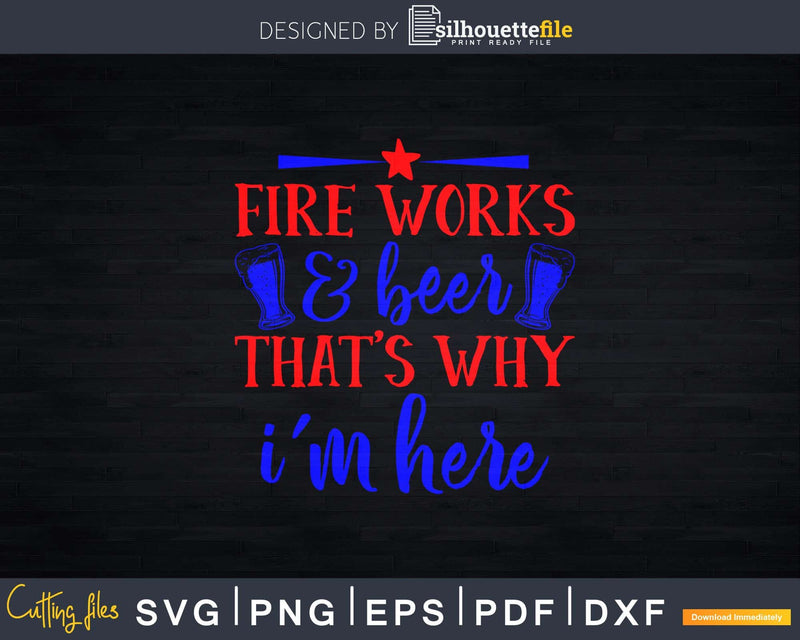 Fireworks And Beer Svg Independence Day Png Cricut File