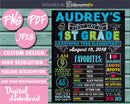 First Day of School Chalkboard 1st Grade Printable PNG JPEG