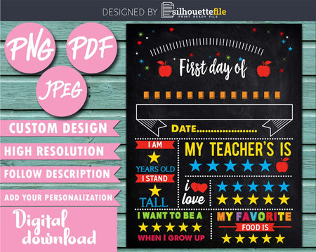 First Day of School Sign Back to Chalkboard Instant Download