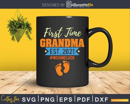 First Time Grandma Est 2021 Vintage Christmas Svg Png Dxf