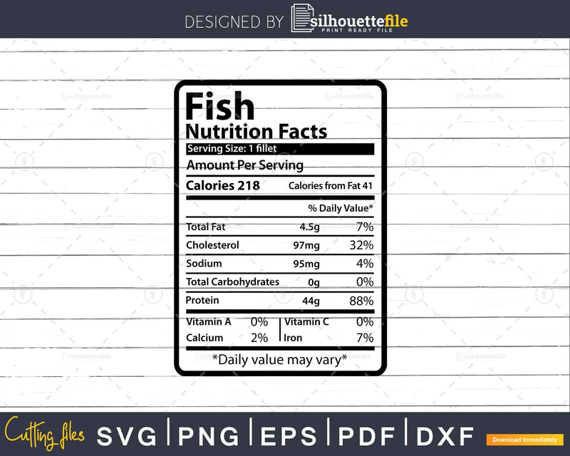 Fish Nutrition Facts Funny Thanksgiving Christmas Svg Png