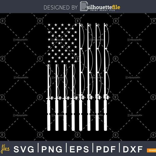 Fishing Pole American Flag Patriotic Outdoors man svg craft cut files Fishing Pole American Flag Patriotic Outdoors man svg craft cut files
