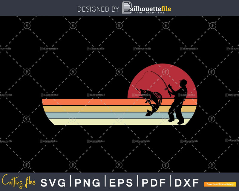 Fishing Retro vintage Style cut svg png design file For
