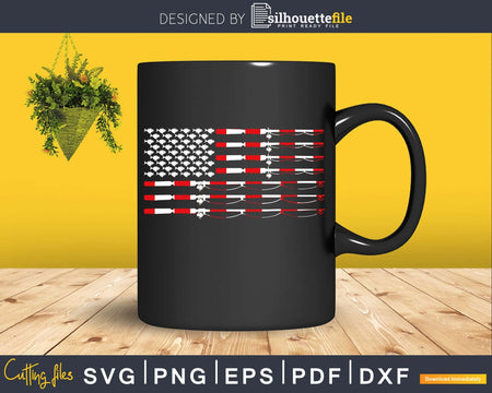 Fly Rod Fishing American Flag svg printable files