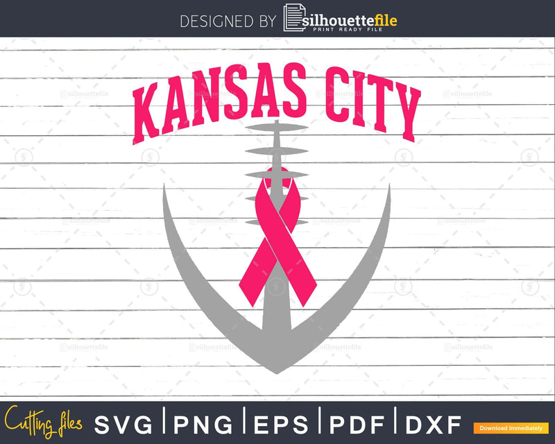 Football Breast Cancer Pink Ribbon Kansas City svg dxf cut