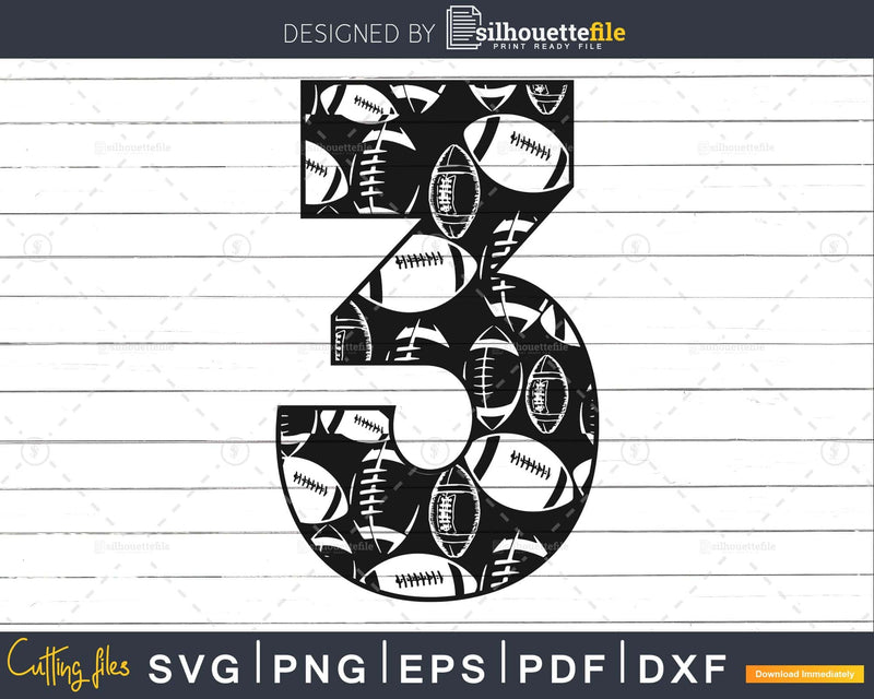 Football Jersey Numbers 3 Svg PNG DXF pdf eps cutting files