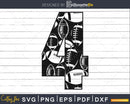 Football Jersey Numbers 4 Svg PNG DXF pdf eps cut files