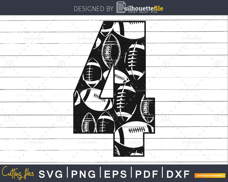 Football Jersey Numbers 4 Svg PNG DXF pdf eps cut files for