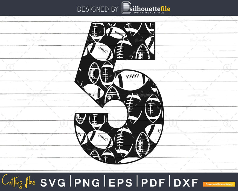 Football Jersey Numbers 5 Svg PNG DXF pdf eps cut files for