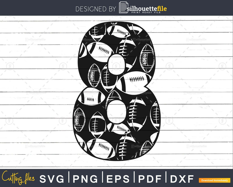 Football Jersey Numbers 8 Svg PNG DXF pdf eps cut files