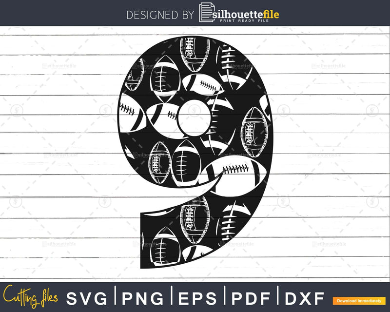 Football Jersey Numbers 9 Svg PNG DXF pdf eps cut files