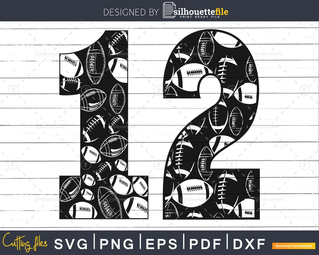 Baseball jersey numbers 12 svg PNG dxf eps cut printable file