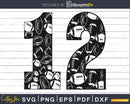 Football Numbers 12 Svg PNG DXF pdf eps cut files craft