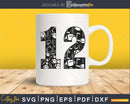 Football Numbers 12 Svg PNG DXF pdf eps cut files craft