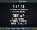 Forklift Operator Rule Funny Driver Svg Png Cricut Cut Files