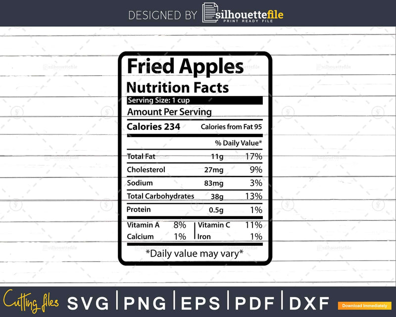 Fried Apples Nutrition Facts Funny Thanksgiving Christmas