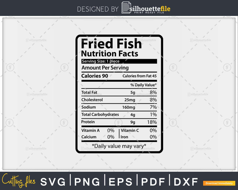 Fried Fish Nutrition Facts Funny Thanksgiving Christmas Svg