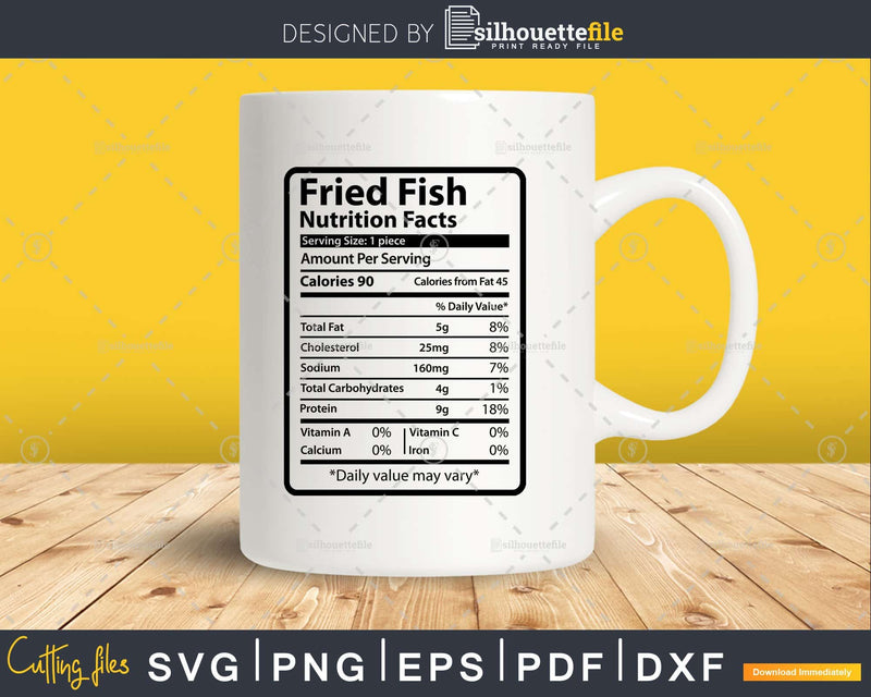 Fried Fish Nutrition Facts Funny Thanksgiving Christmas Svg