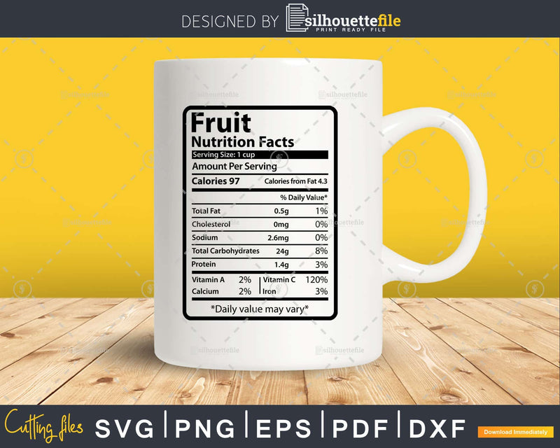 Fruit Nutrition Facts Funny Thanksgiving Christmas Svg Png
