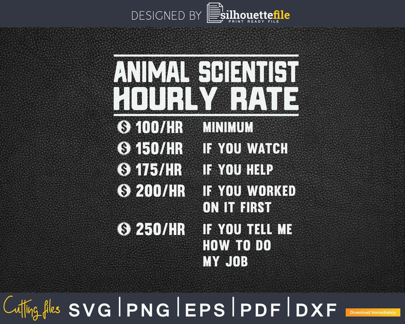 Funny Animal scientist Hourly Rate Svg Png Cricut Files
