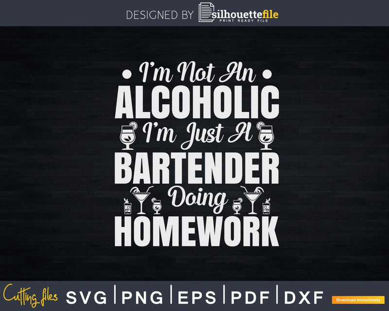 Funny Bartender Doing Homework Svg Png Dxf Digital Cutting