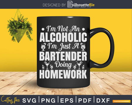 Funny Bartender Doing Homework Svg Png Dxf Digital Cutting