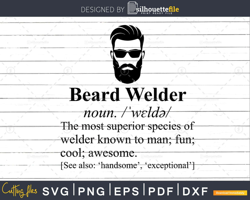 Funny Beard Welder Definition Meaning cricut cut svg