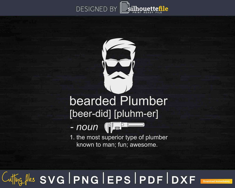 Funny Bearded Plumber Dictionary Definition Svg Png Cut File