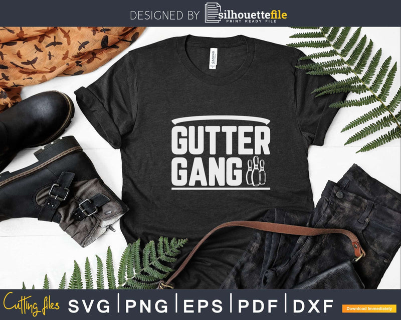 Funny Bowling Cool Gutter Gang T-shirt Design Svg Files