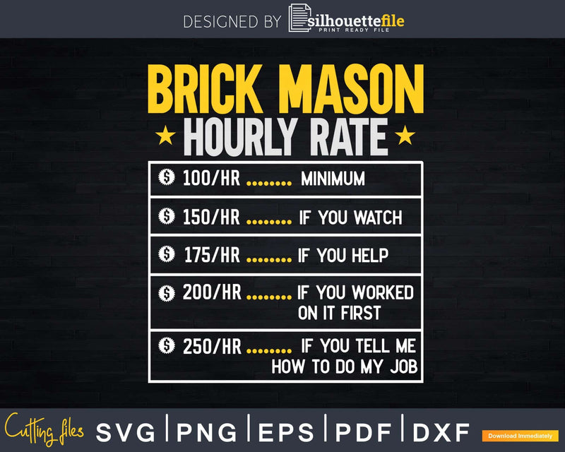 Funny Brick Mason Hourly Rate Svg T-shirt Designs