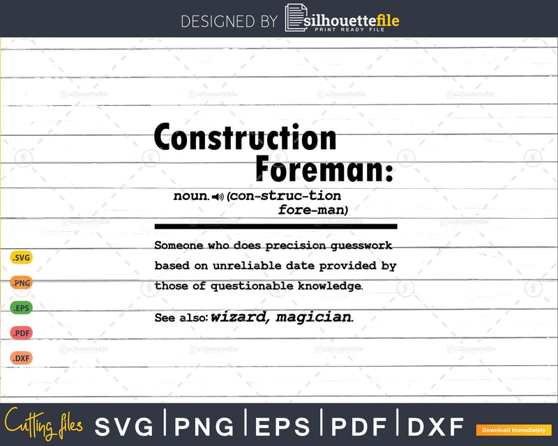 Funny Construction Foreman Definition Graduation Gift
