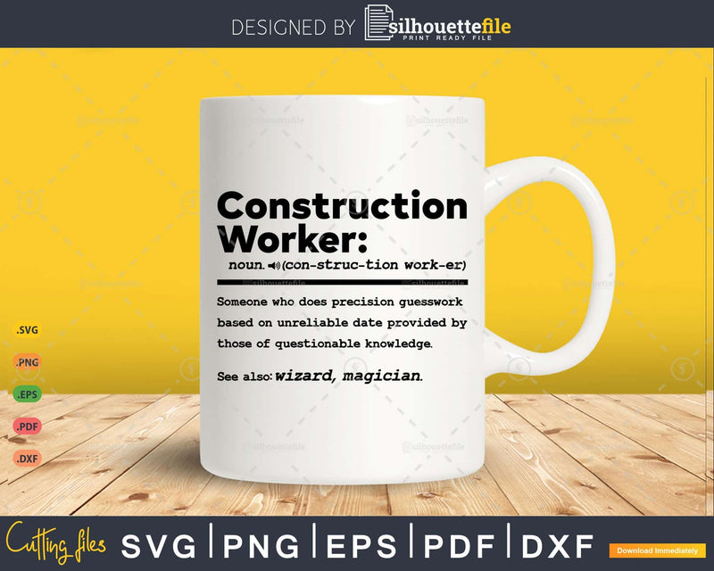 Funny Construction Worker Definition Graduation Gift