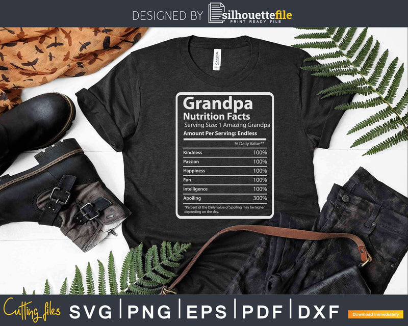 Funny Grandpa Nutrition Facts Svg Dxf Print-Ready Cut Files