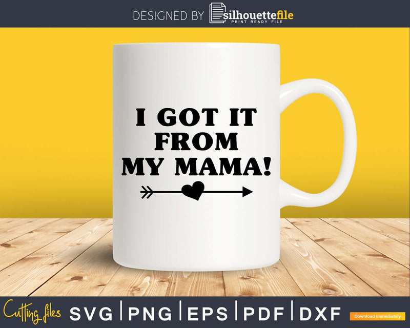 Funny I got it from my mama svg dxf cut t shirt design