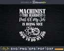Funny Machinist Sarcastic Machine Operator Svg Shirt Design