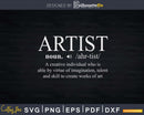 Funny Noun Artist Definition Svg Dxf Cut Files