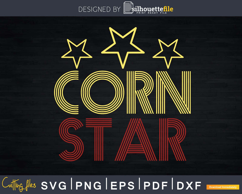 Funny Retro Corn Star Cornhole Team Svg Dxf Png Cricut File