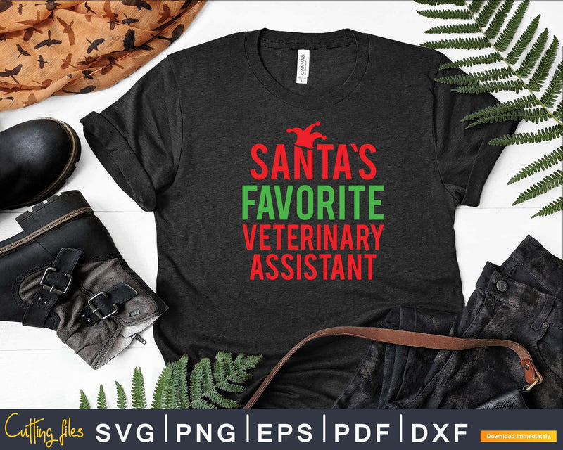 Funny Santa’s Favorite Veterinary Assistant Pj Pajama