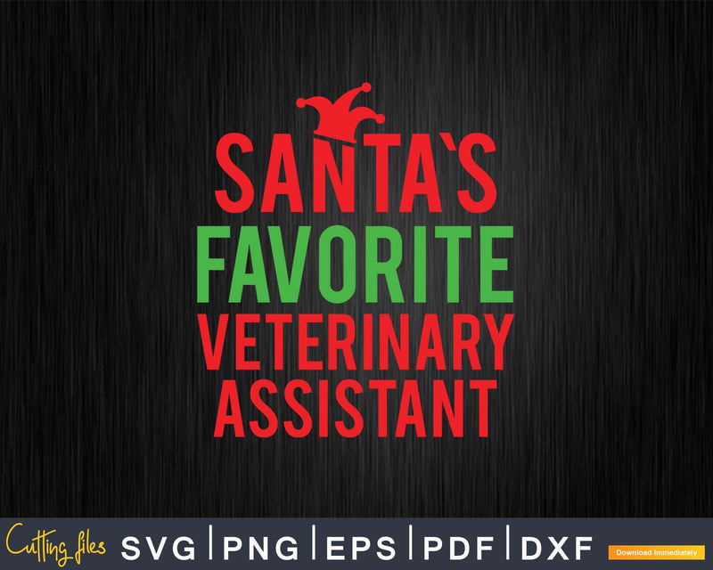 Funny Santa’s Favorite Veterinary Assistant Pj Pajama