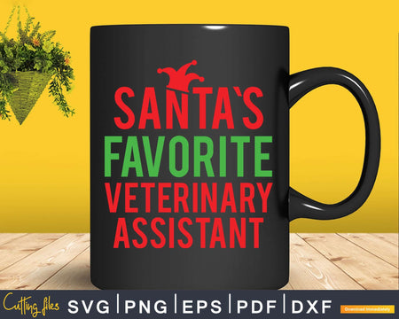 Funny Santa’s Favorite Veterinary Assistant Pj Pajama