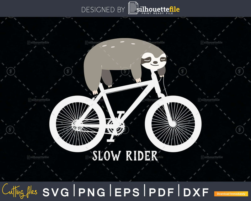 Funny Slow Rider Sloth Biking svg silhouette cutting files