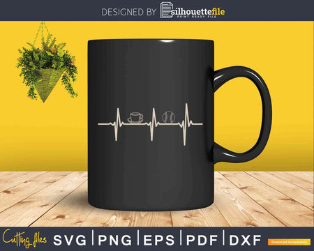 Funny Tennis Coach & Player Coffee Heartbeat Svg Dxf Cricut