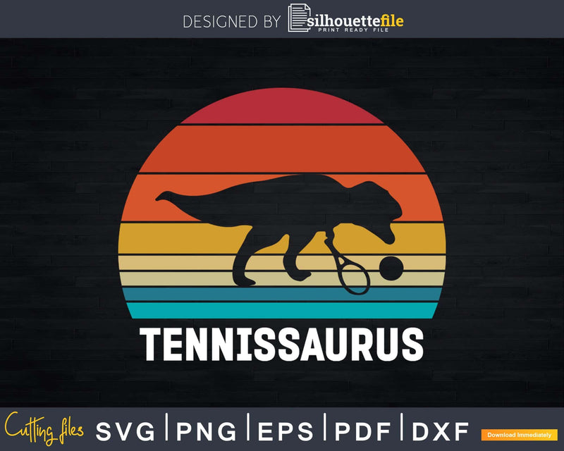 Funny Tennis Dinosaur Tennisaurus svg png cricut cutting