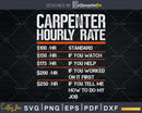 Funny Vintage Carpenter Woodworking Hourly Rate Svg Cut