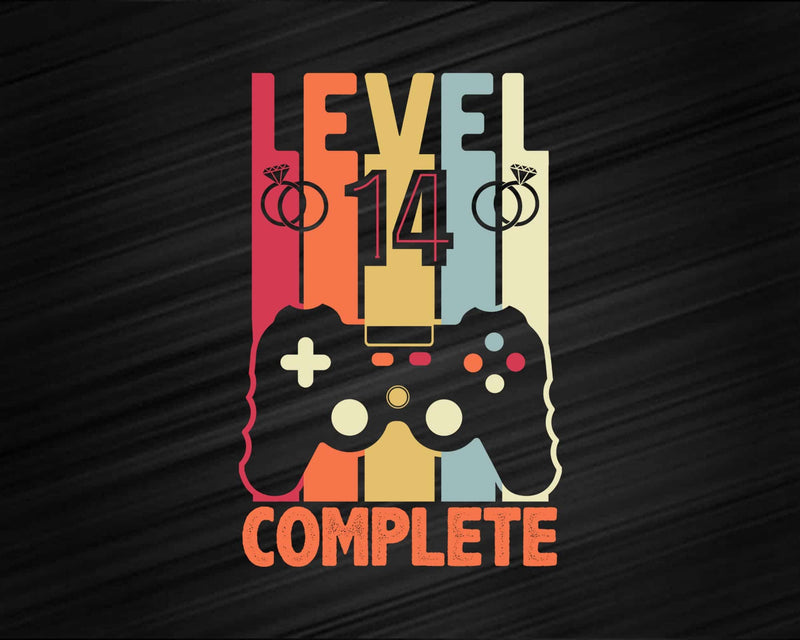 Level 14 Complete Funny Vintage Retro Gaming Celebrate 14th