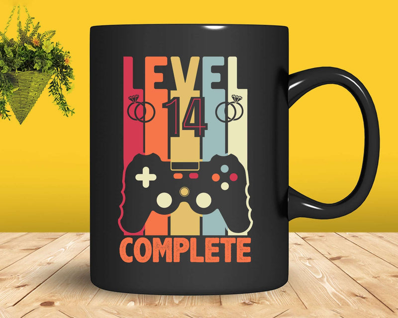 Level 14 Complete Funny Vintage Retro Gaming Celebrate 14th