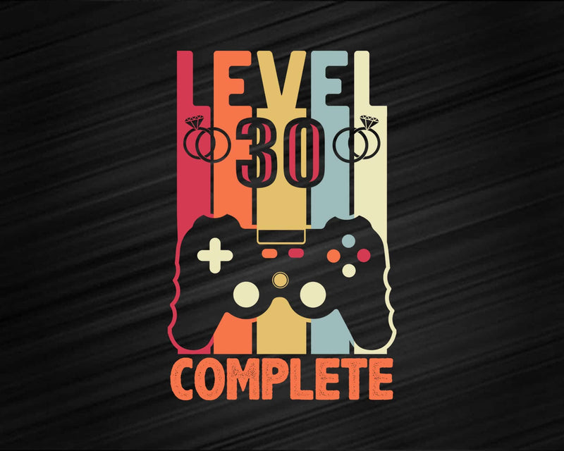 Level 30 Complete Funny Vintage Retro Gaming Celebrate 30th